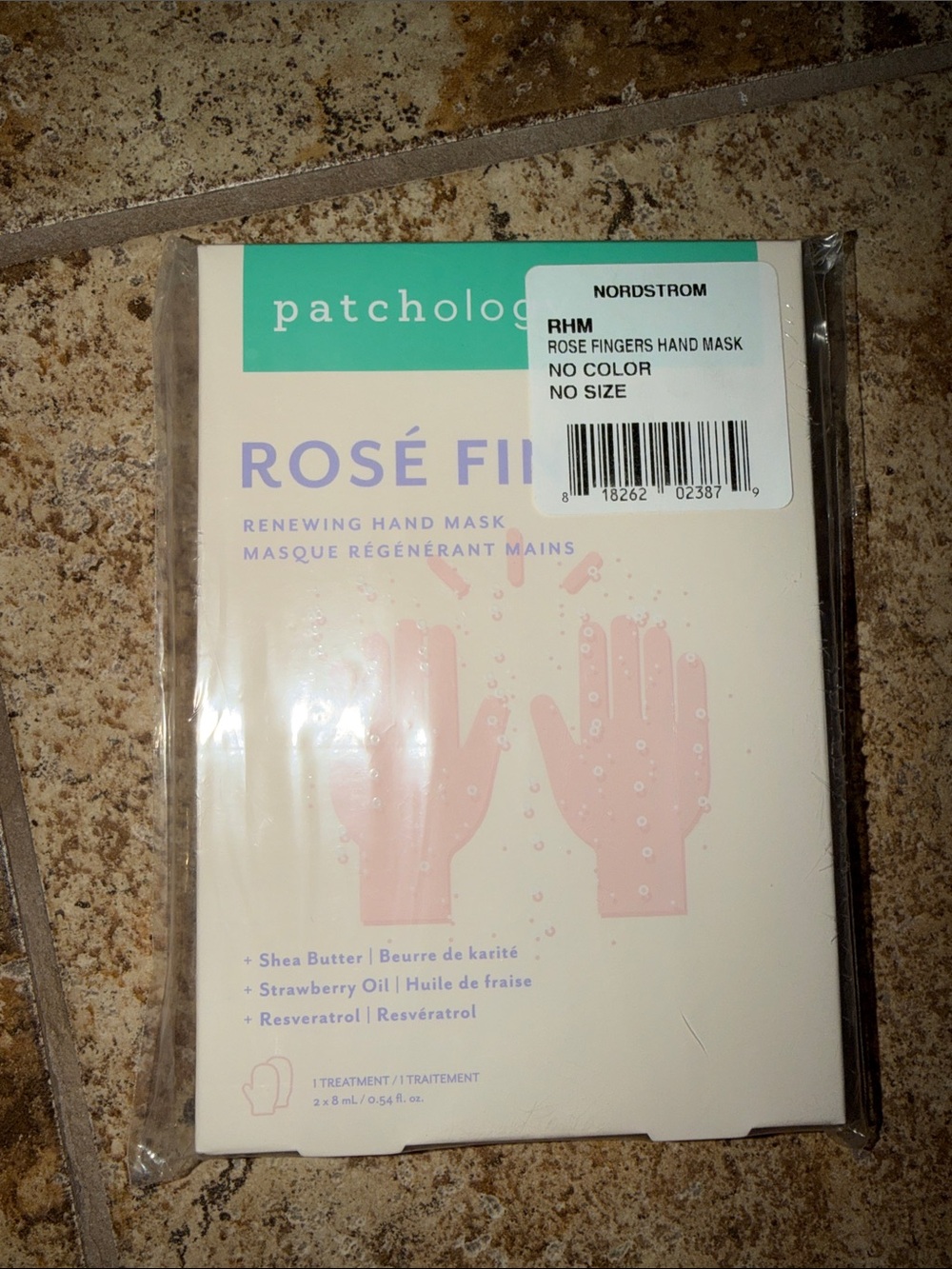 patchology Rosé Fingers Renewing Hand Mask - Pink Cream Packaging